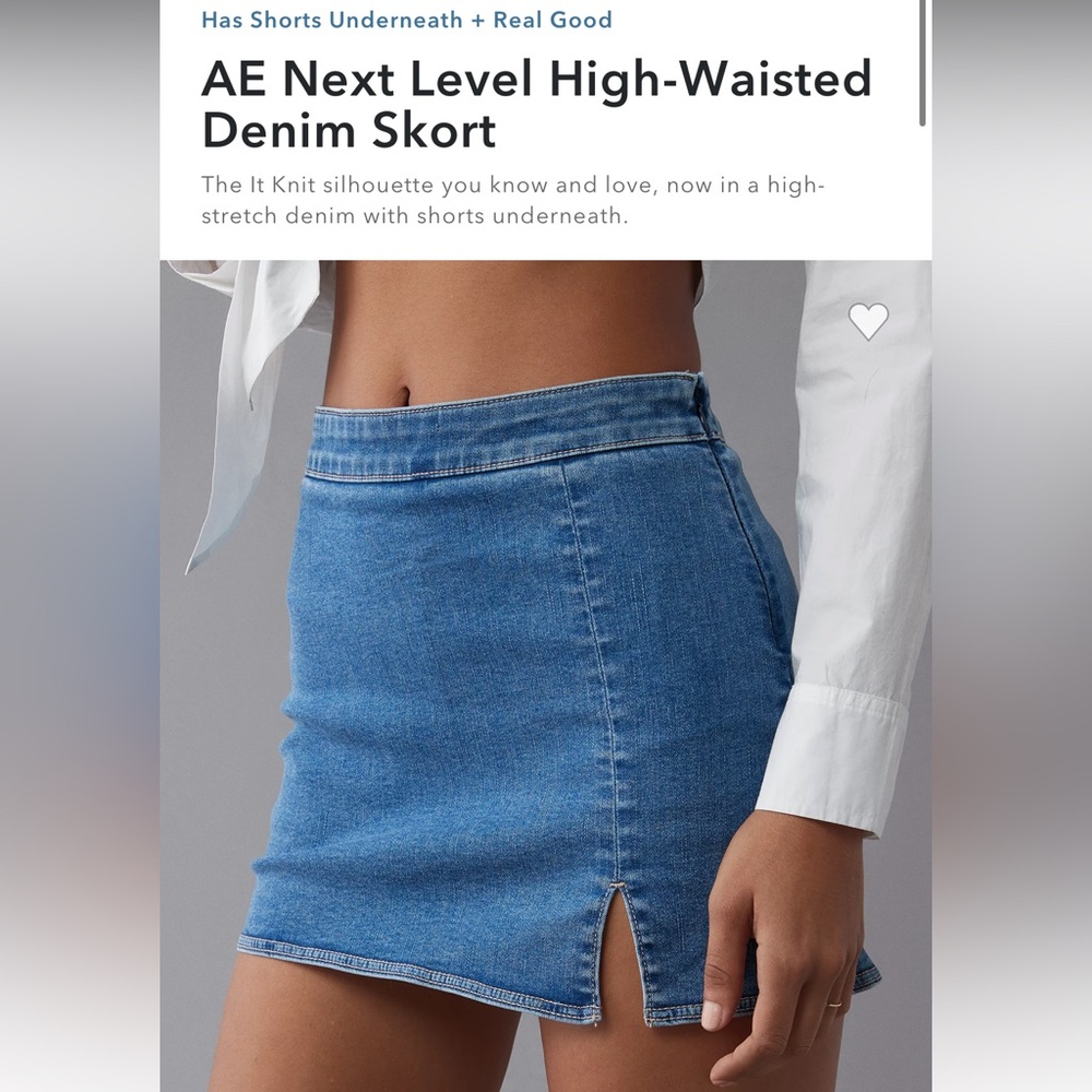 AE Next Level High Waisted Denim Skort